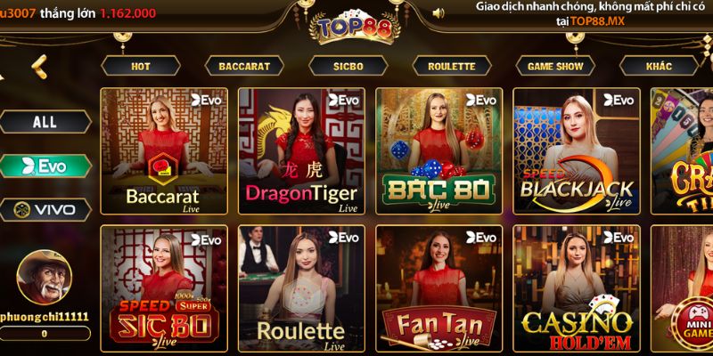 Live Casino sử dụng hình ảnh chuẩn HD